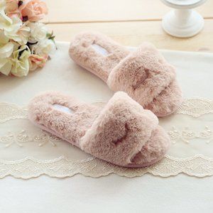 Faux Fur Sleepy Eyes Memory Foam Slipper, Pink